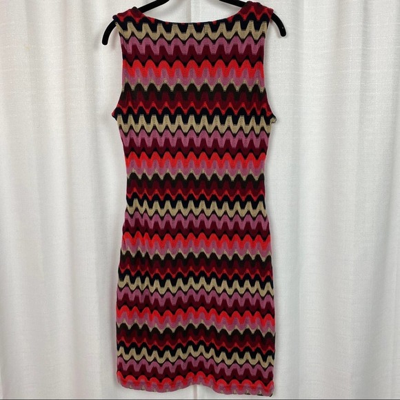 Calvin Klein Black&Red Zig Zag Print Sweater Dress Sz.10 - Picture 10 of 14